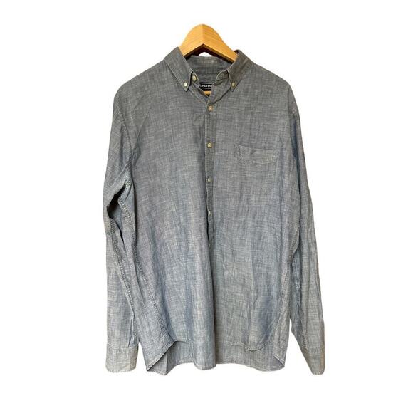 Land’s End Men’s Button Down Tailored Fit Denim Long Sleeve Business Shirt - Picture 1 of 6